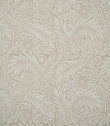 Larkspur Linen Look fabric shown flat, with an intricate cream and soft beige floral and foliage pattern covering the full design.
