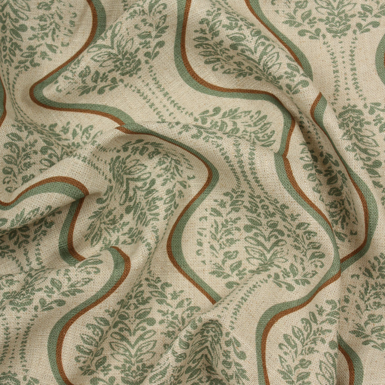 Linmere Fabric / Apple Green / Hazelnut