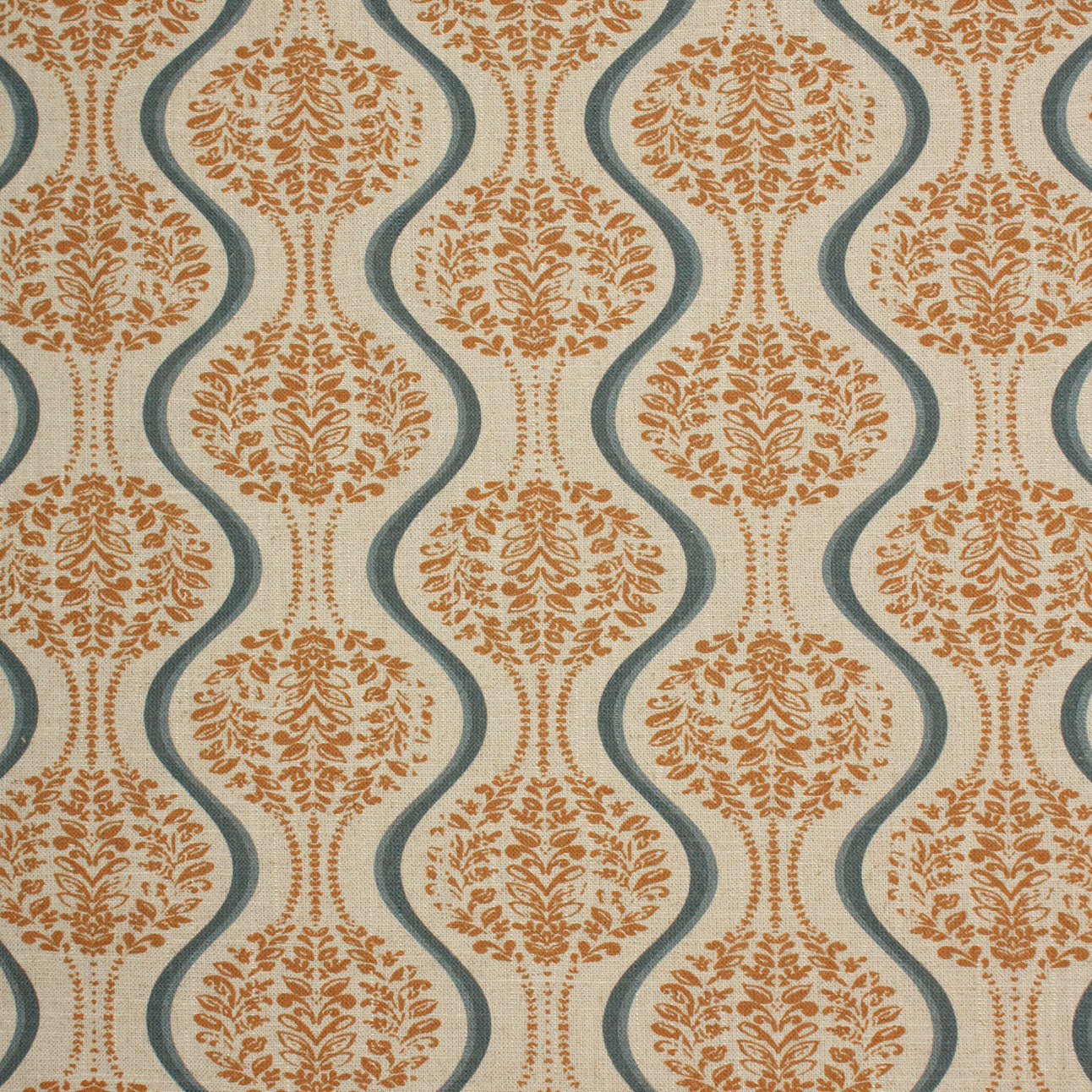 Linmere Fabric / Burnt Orange / Indigo