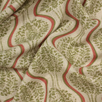 Linmere Fabric / Sage Green / Red