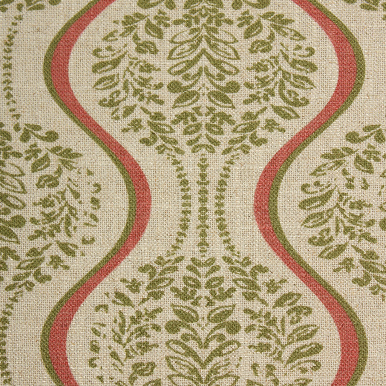 Linmere Fabric / Sage Green / Red