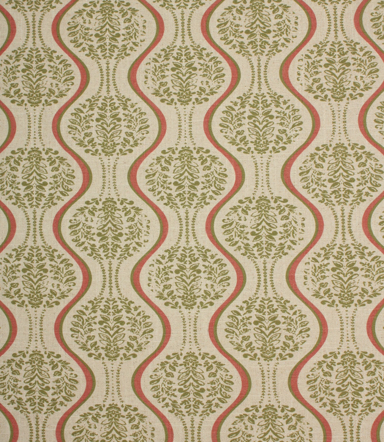 Linmere Fabric / Sage Green / Red