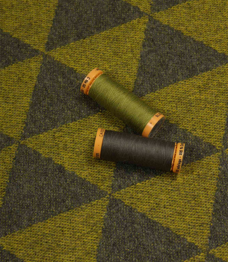 Wool Chevron Fabric / Green / Grey | Just Fabrics