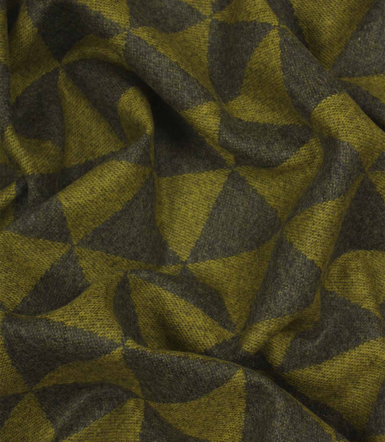 Wool Chevron Fabric / Green / Grey | Just Fabrics