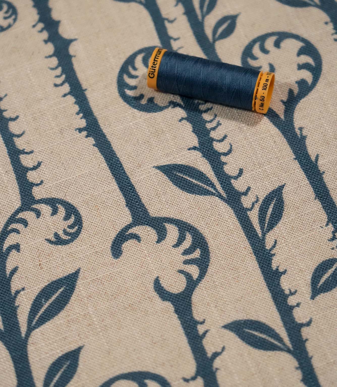 Little Bracken Natural Fabric / Indigo