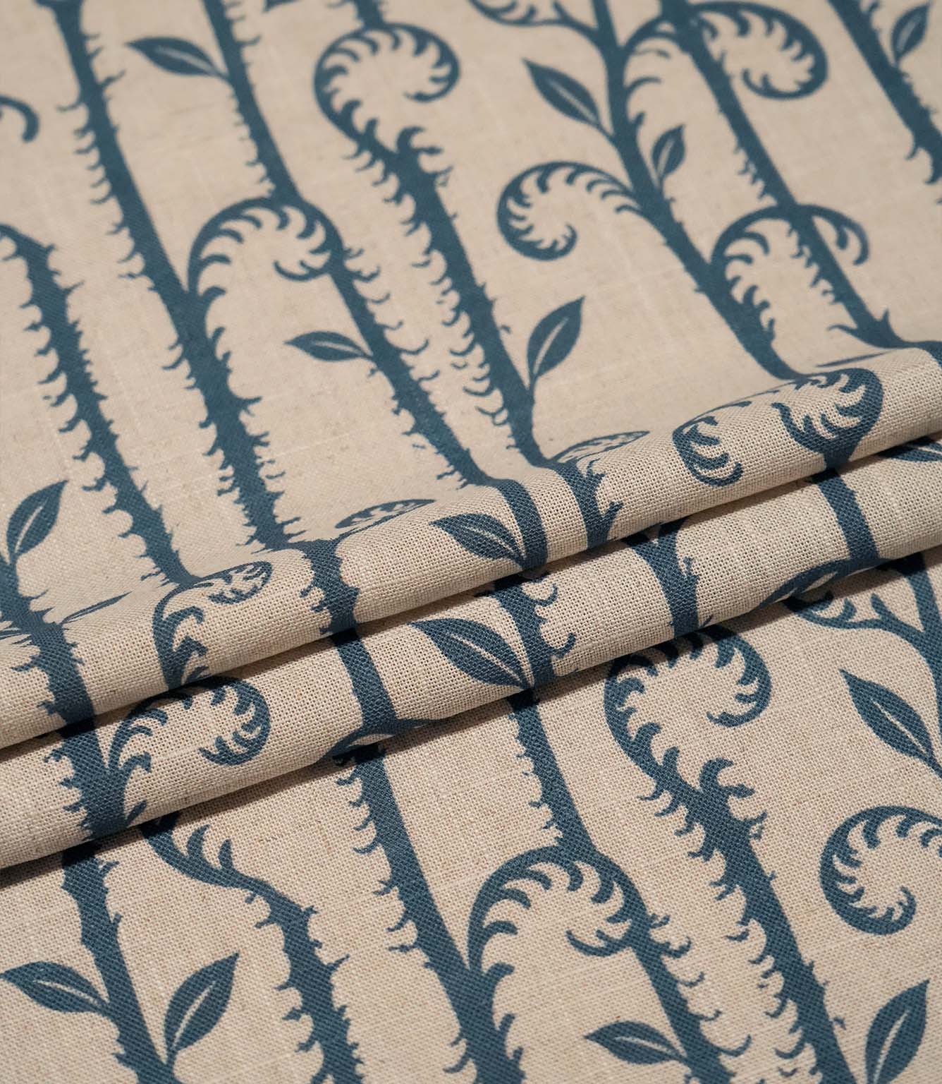 Little Bracken Natural Fabric / Indigo