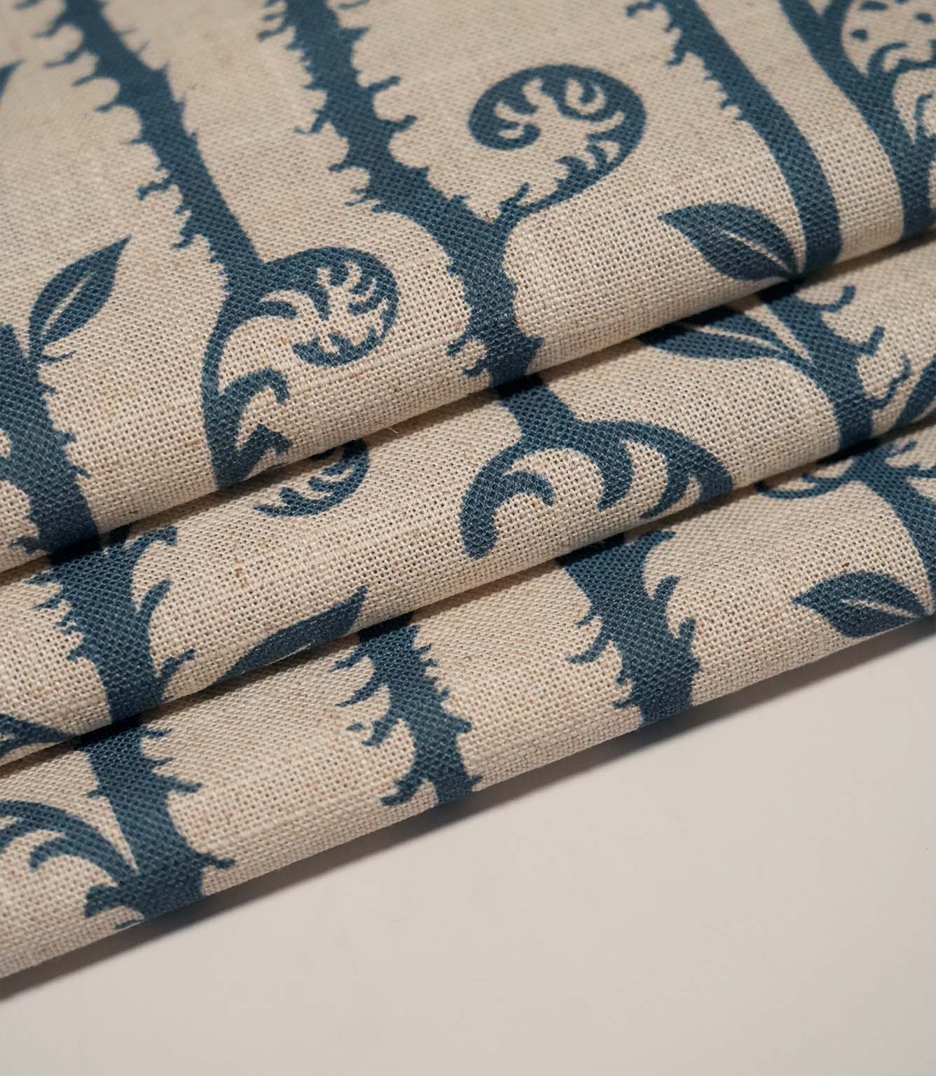 Little Bracken Natural Fabric / Indigo