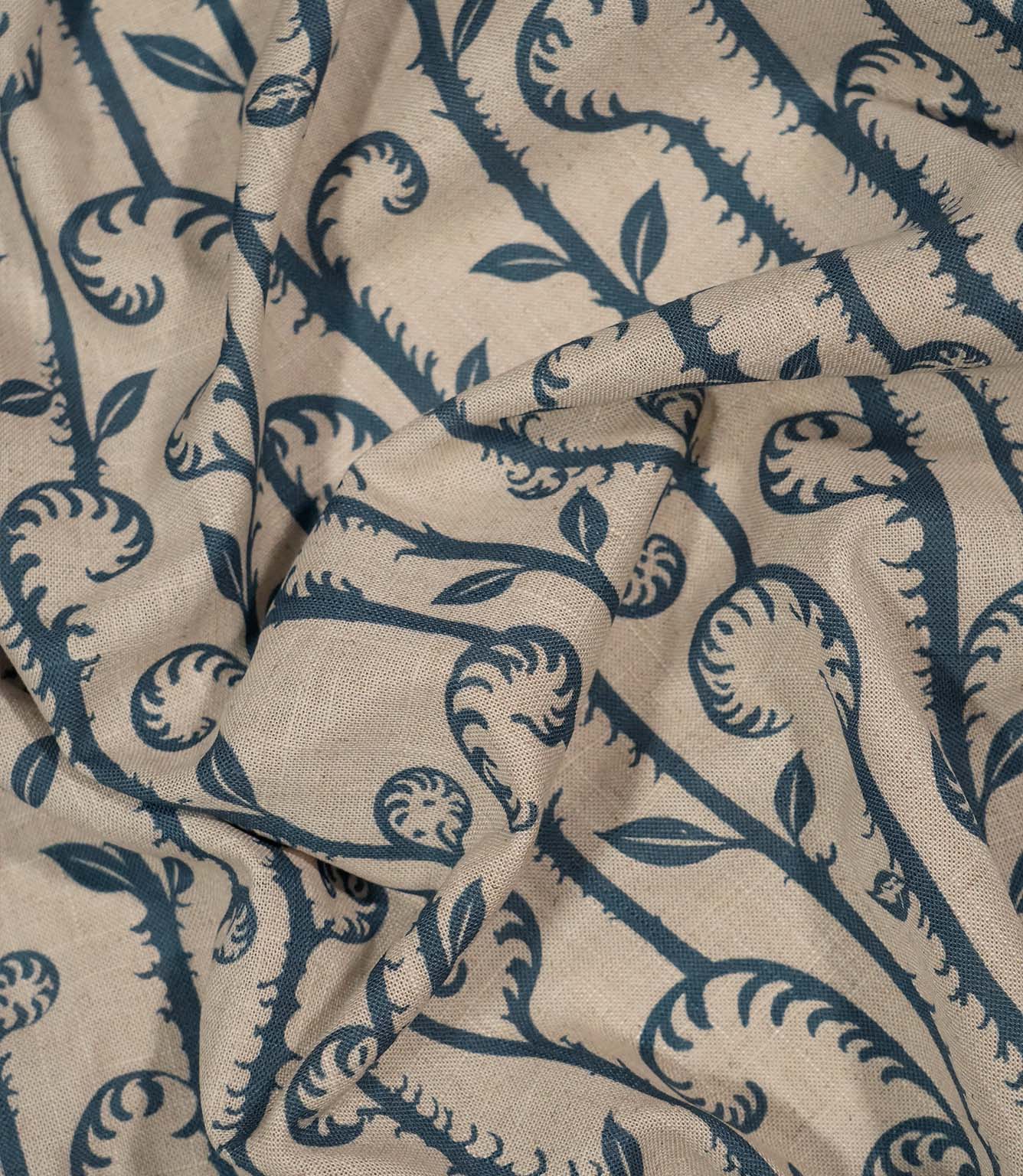 Little Bracken Natural Fabric / Indigo