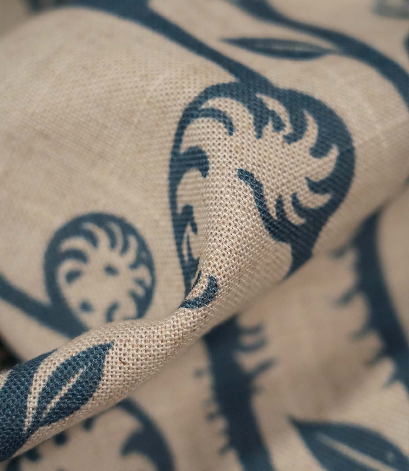 Little Bracken Natural Fabric / Indigo