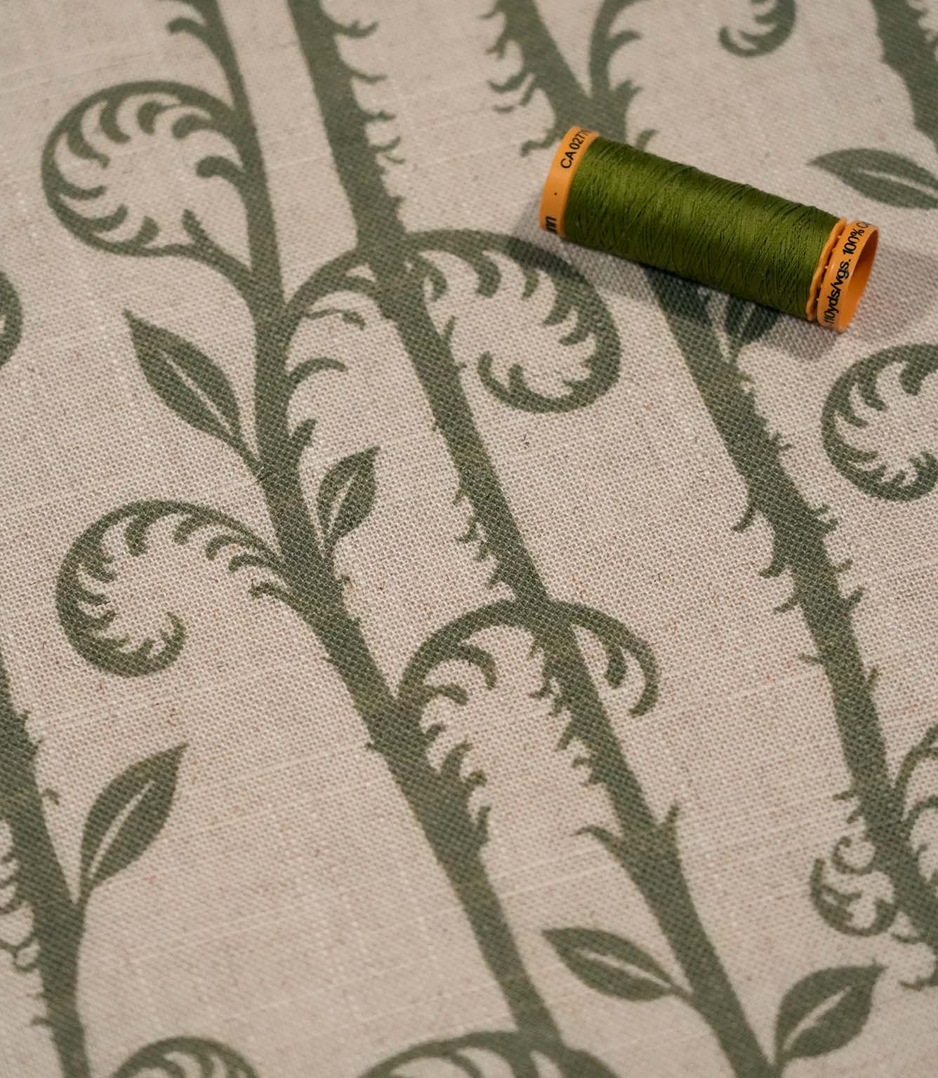 Little Bracken Natural Fabric / Olive Green