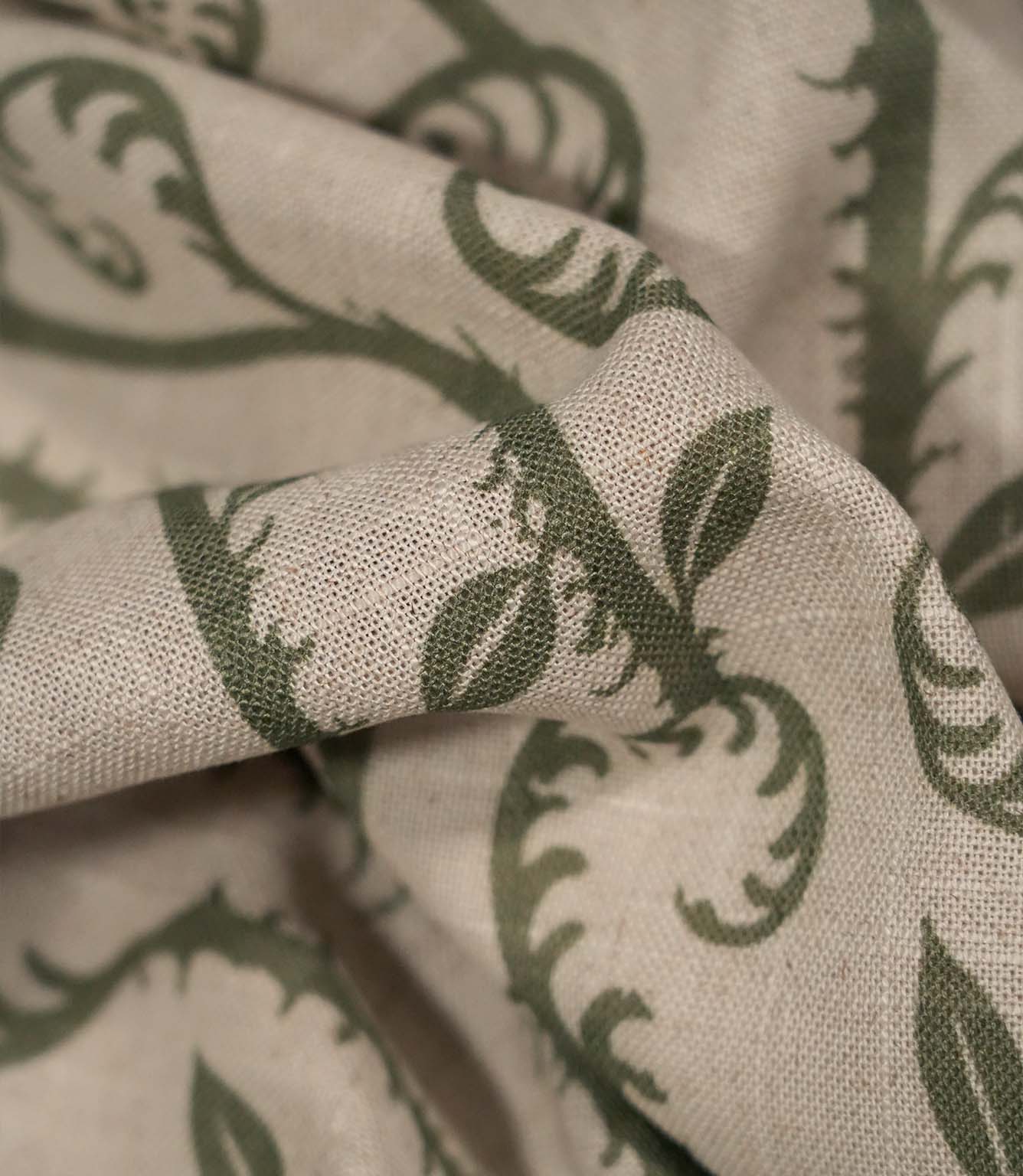Little Bracken Natural Fabric / Olive Green