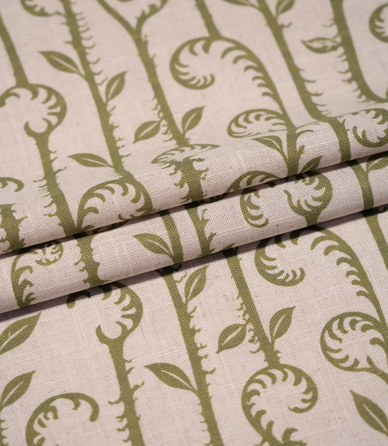 Little Bracken Natural Fabric / Sage Green