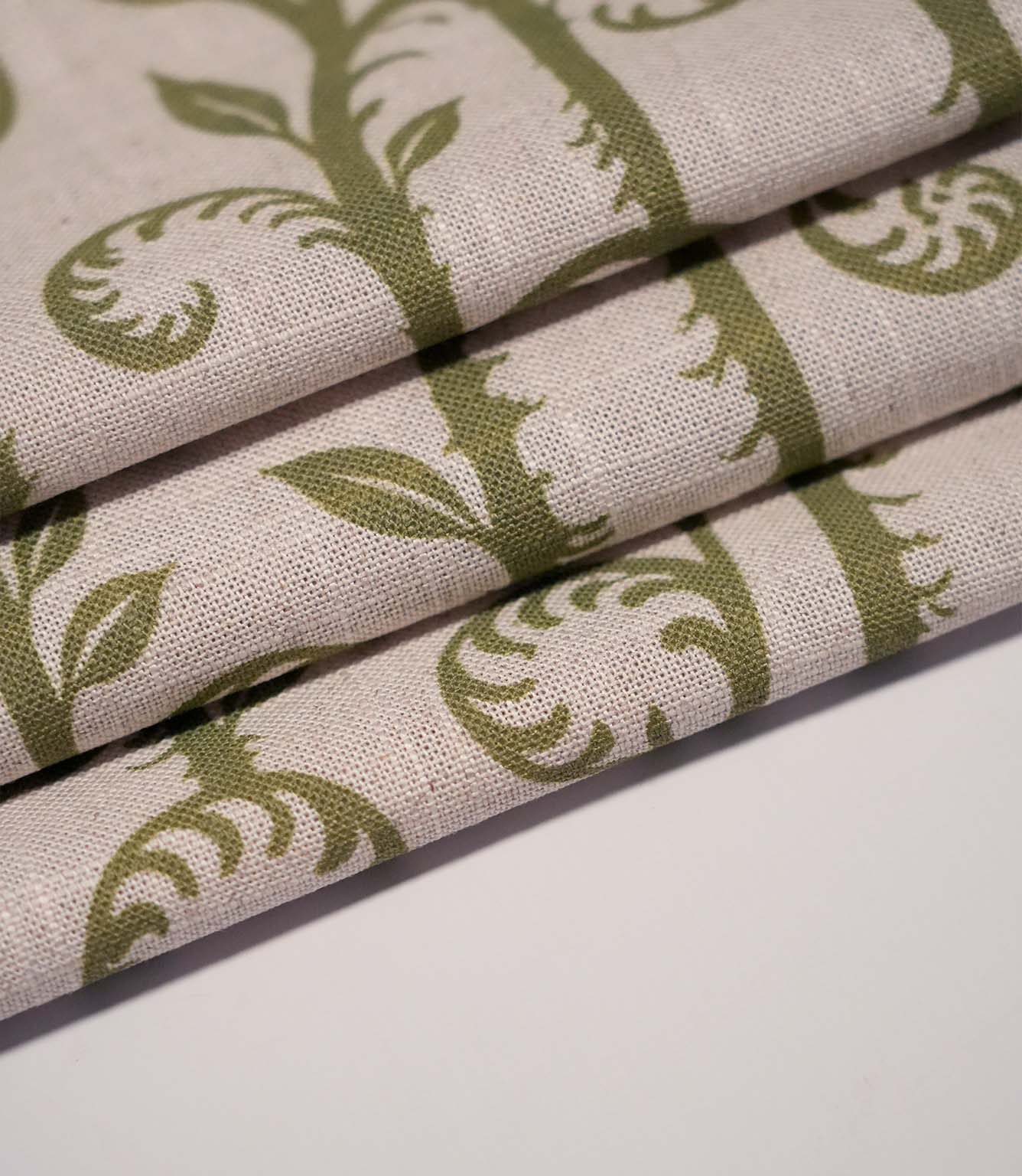 Little Bracken Natural Fabric / Sage Green