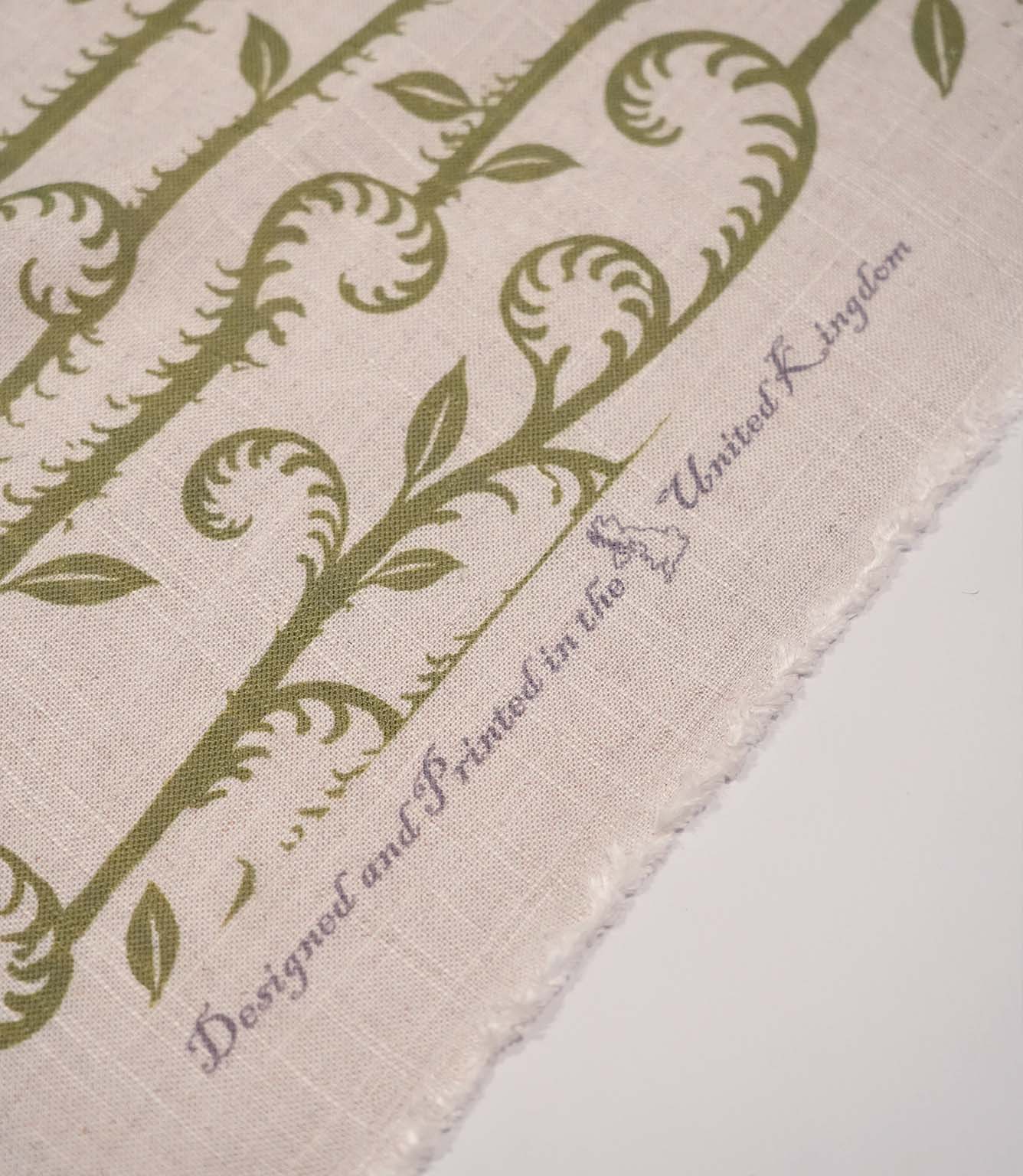 Little Bracken Natural Fabric / Sage Green