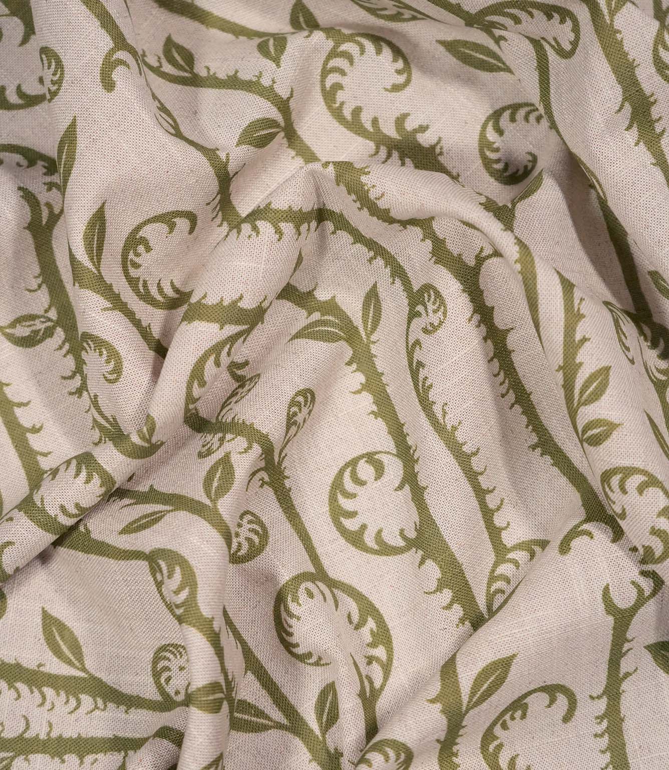 Little Bracken Natural Fabric / Sage Green