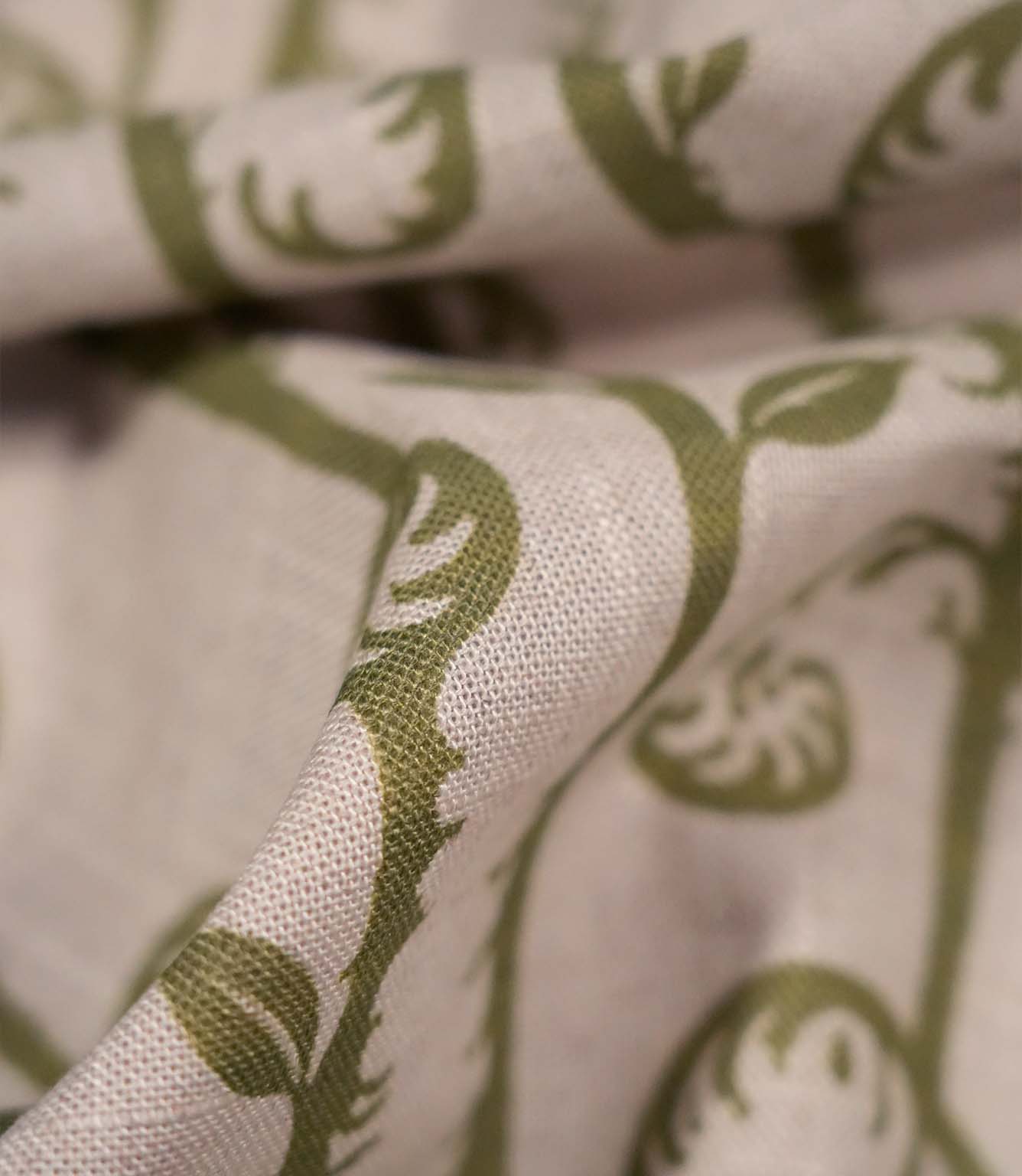 Little Bracken Natural Fabric / Sage Green