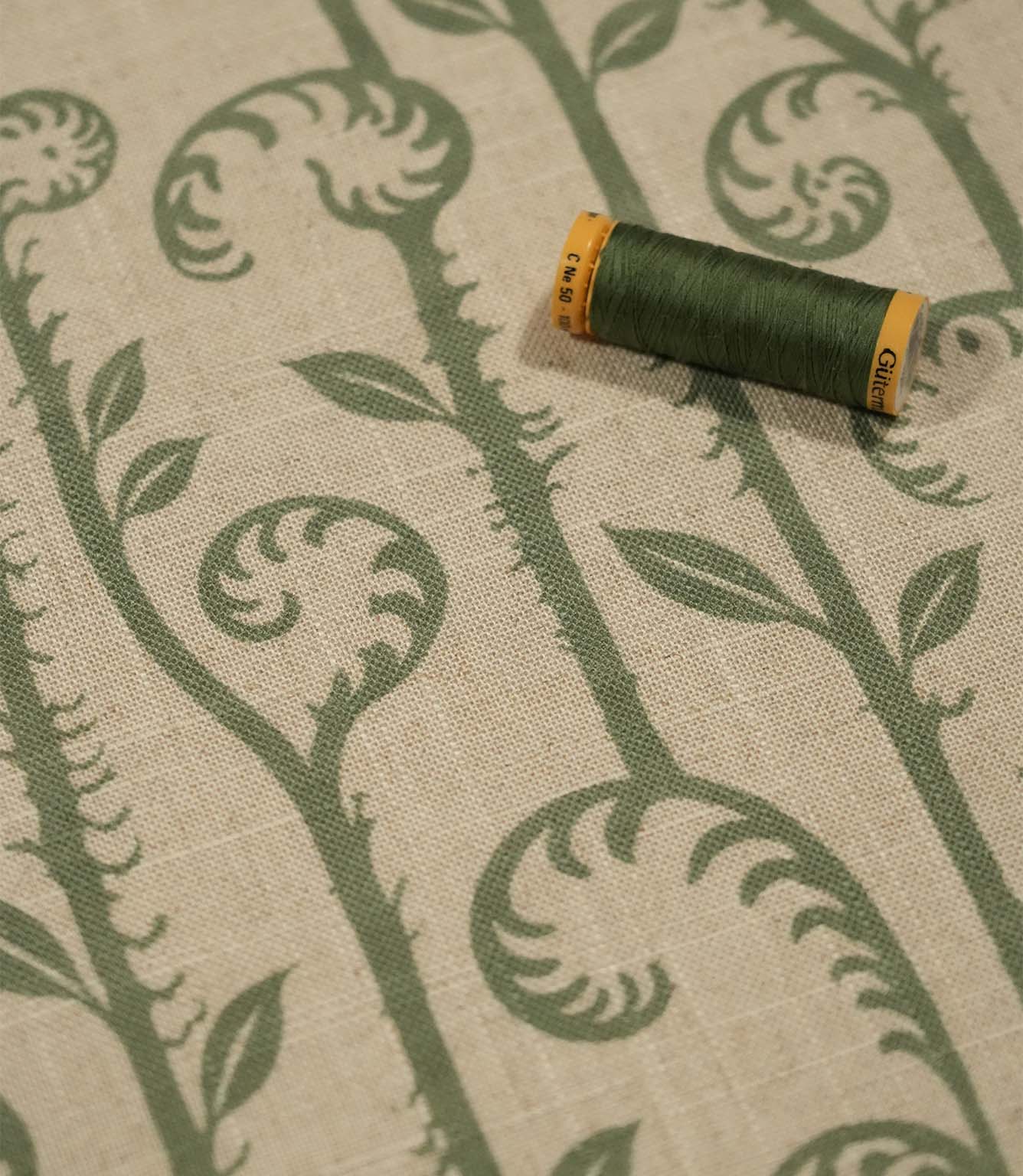 Little Bracken Natural Fabric / Apple Green