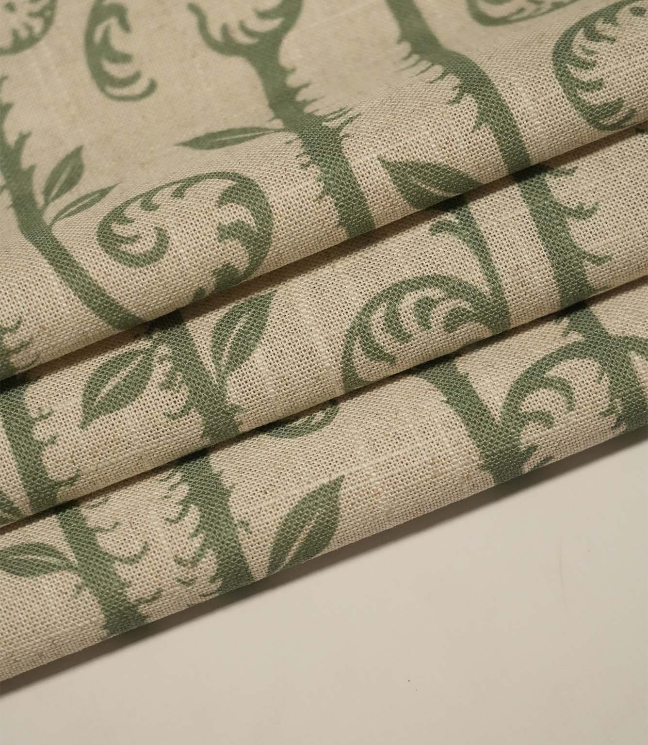 Little Bracken Natural Fabric / Apple Green