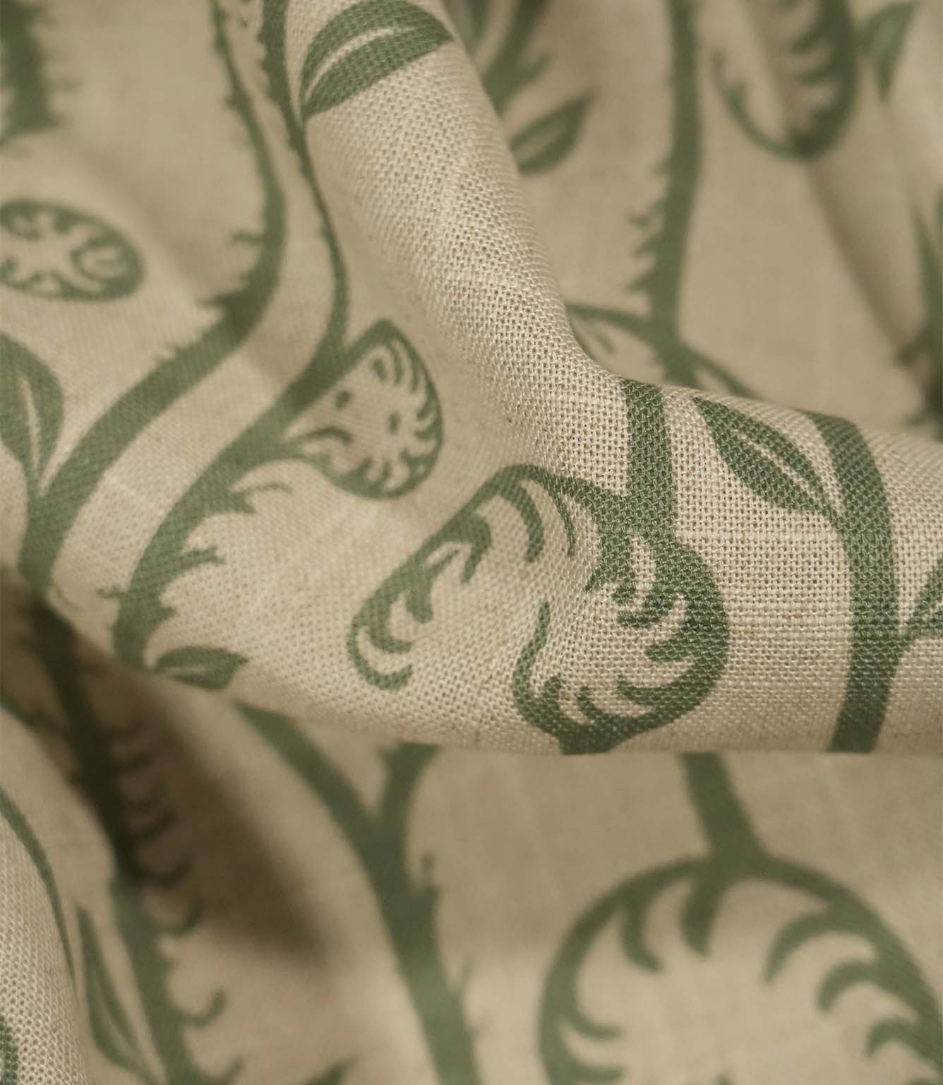 Little Bracken Natural Fabric / Apple Green