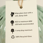 Lynton 29cm Recycled Glass Natural Green Lamp Base