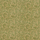 Manorville Kelp floral fabric featuring an intricate repeating botanical print of delicate beige flowers, trailing leafy branches and winding stems against a muted moss green background with subtle tonal texture.