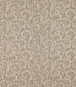Manorville Quaker floral fabric featuring a repeating botanical pattern of delicate ivory flowers, trailing leafy branches and intertwining stems against a warm taupe and stone background with a subtle woven texture.