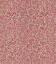 Manorville Rosehip floral fabric featuring a repeating botanical print of delicate cream flowers, trailing leafy branches and winding stems against a warm, dusty rose pink background with subtle tonal texture.