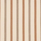 Meschutt Coralee embroidered stripe fabric featuring alternating terracotta and taupe vertical stripes with decorative zigzag edges on a warm ivory background.