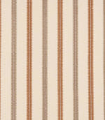 Meschutt Coralee embroidered stripe fabric featuring alternating terracotta and taupe vertical stripes with decorative zigzag edges on a warm ivory background.
