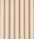 Meschutt Coralee embroidered stripe fabric featuring alternating terracotta and taupe vertical stripes with decorative zigzag edges on a warm ivory background.
