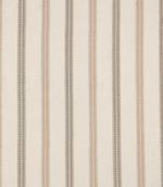 Meschutt Oyster embroidered fabric featuring alternating soft blush pink and grey-taupe vertical stripes with delicate zigzag detailing on an ivory background.