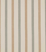 Meschutt Saltwater embroidered stripe fabric featuring alternating muted blue-grey and warm tan vertical stripes with zigzag edges on a soft ivory background.