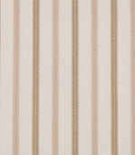 Meschutt Shell embroidered fabric featuring alternating soft blush pink and warm beige vertical stripes with decorative zigzag edges on an ivory background.