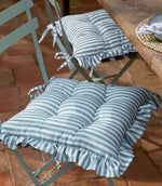 Millie Ruffle Blue 2 Pack Indoor / Outdoor Seat Pads