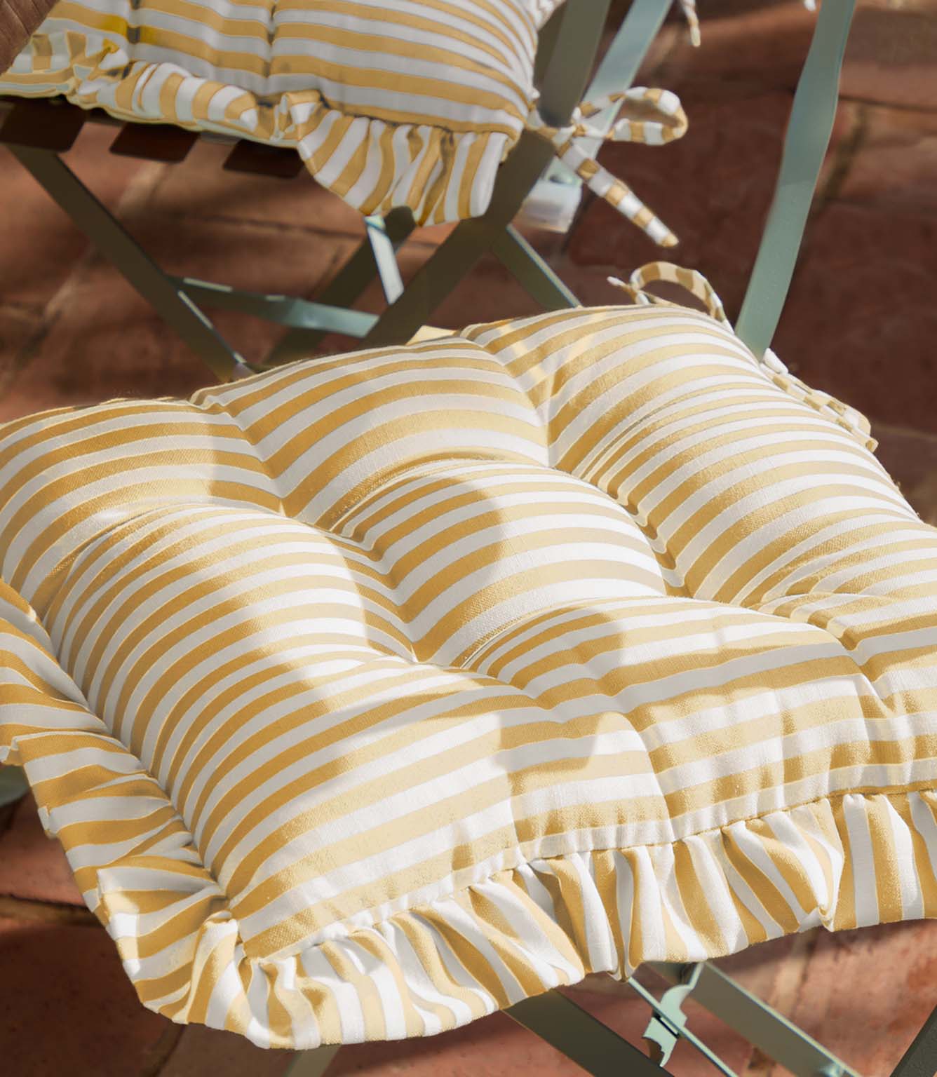 Millie Ruffle Yellow 2 Pack Indoor / Outdoor Seat Pads