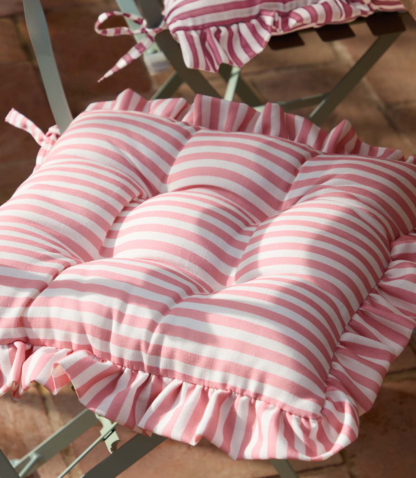 Millie Ruffle Pink 2 Pack Indoor / Outdoor Seat Pads