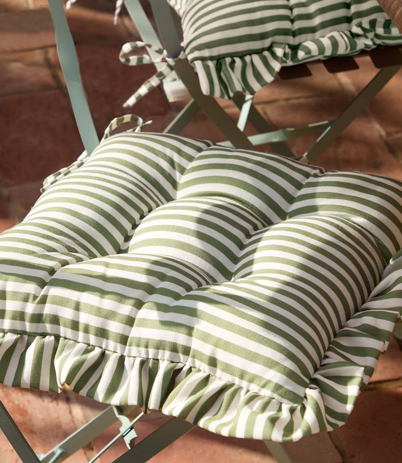 Millie Ruffle Green 2 Pack Indoor / Outdoor Seat Pads