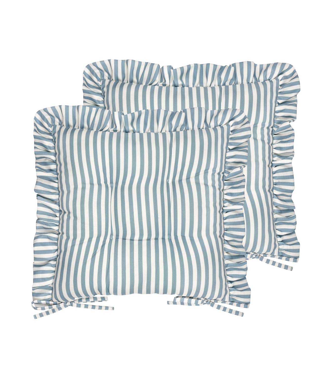 Millie Ruffle Blue 2 Pack Indoor / Outdoor Seat Pads