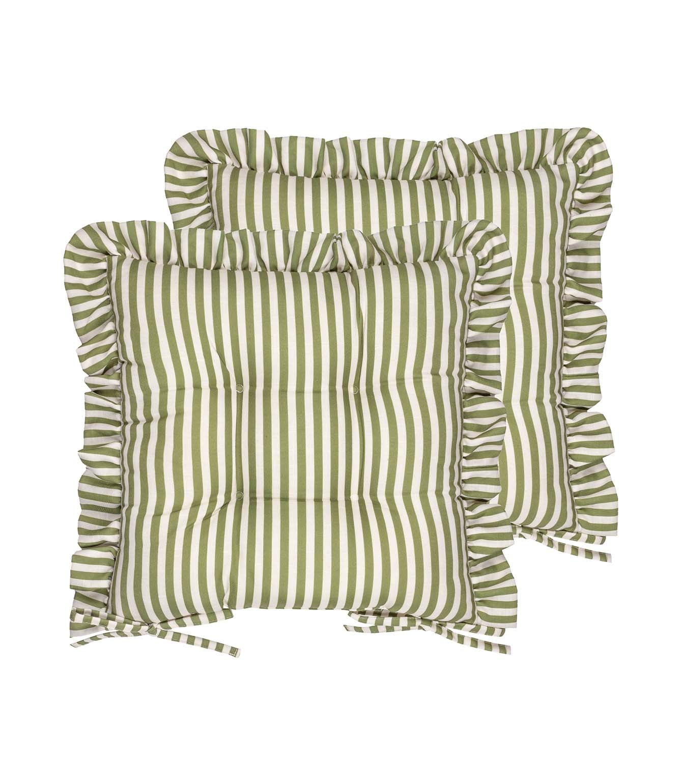Millie Ruffle Green 2 Pack Indoor / Outdoor Seat Pads