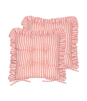 Millie Ruffle Pink 2 Pack Indoor / Outdoor Seat Pads