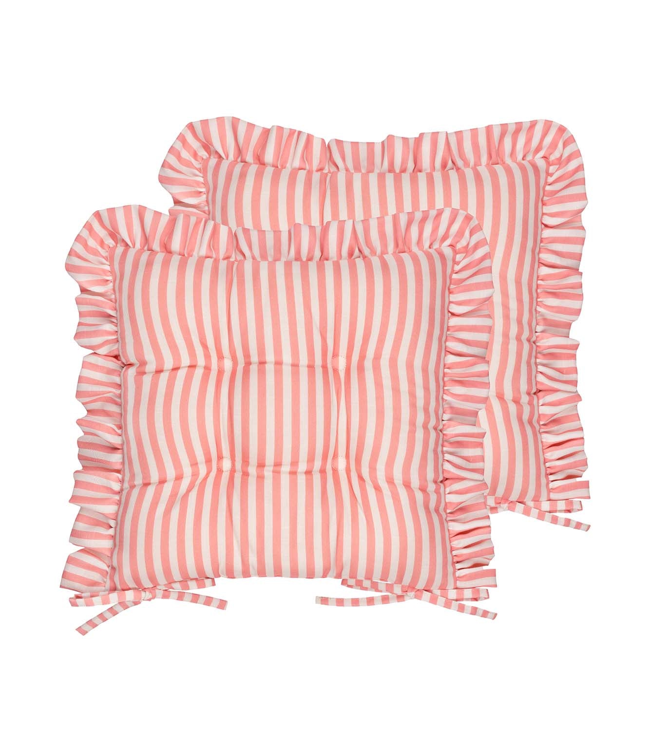 Millie Ruffle Pink 2 Pack Indoor / Outdoor Seat Pads