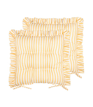 Millie Ruffle Yellow 2 Pack Indoor / Outdoor Seat Pads