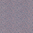 Noyack Anemone patterned fabric featuring a repeating abstract design of flowing, irregular shapes in muted slate blue, dusty rose pink and ivory, with intricate feathered outlines creating a distinctive, organic pattern.
