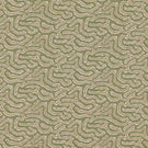 Noyack Kelp patterned fabric featuring an intricate repeating abstract design of flowing, irregular shapes in muted olive green, cream and soft beige, with finely detailed, textured outlines creating an organic, contemporary pattern.