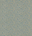Noyack Saltwater patterned fabric featuring a repeating abstract design of flowing, irregular shapes in muted duck egg blue, warm beige and cream, with finely textured, feathered outlines creating an intricate, organic pattern.