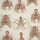 Fabric with orange octopus pattern on a cream background