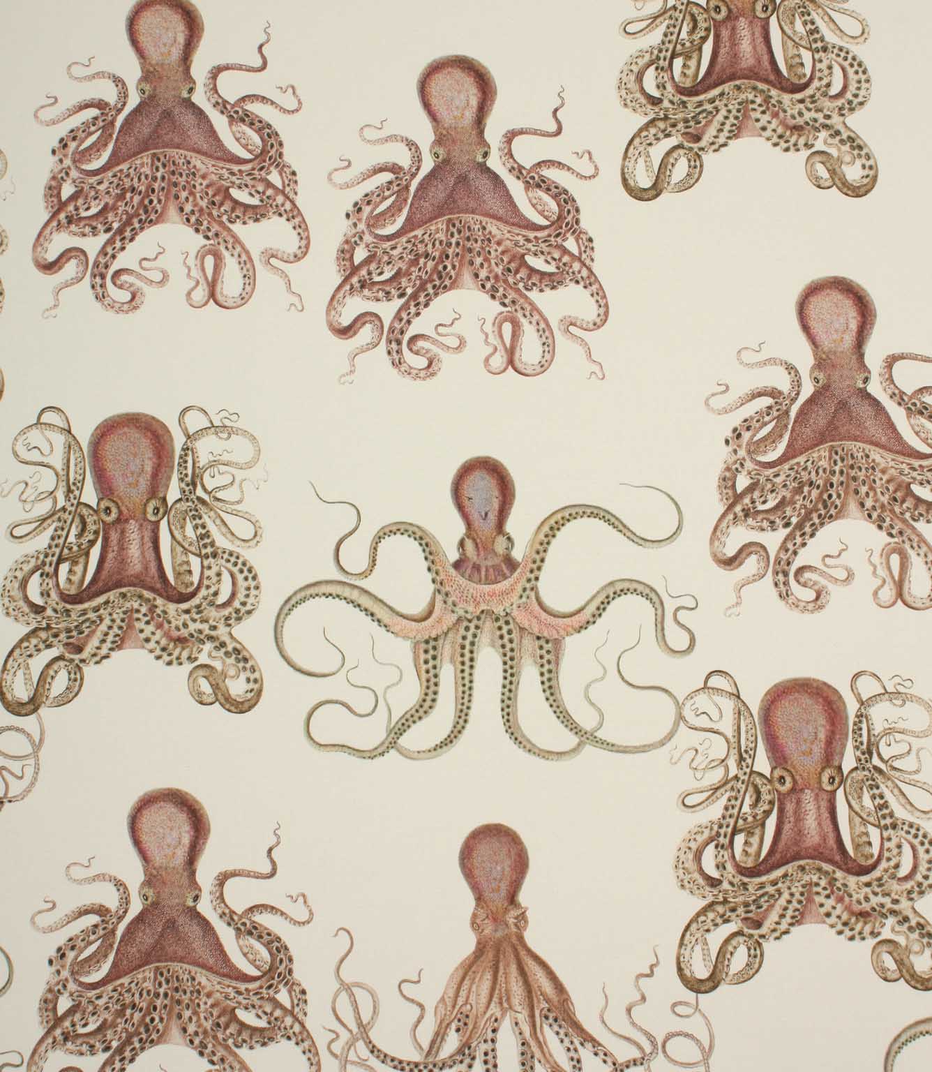 Fabric with orange octopus pattern on a cream background