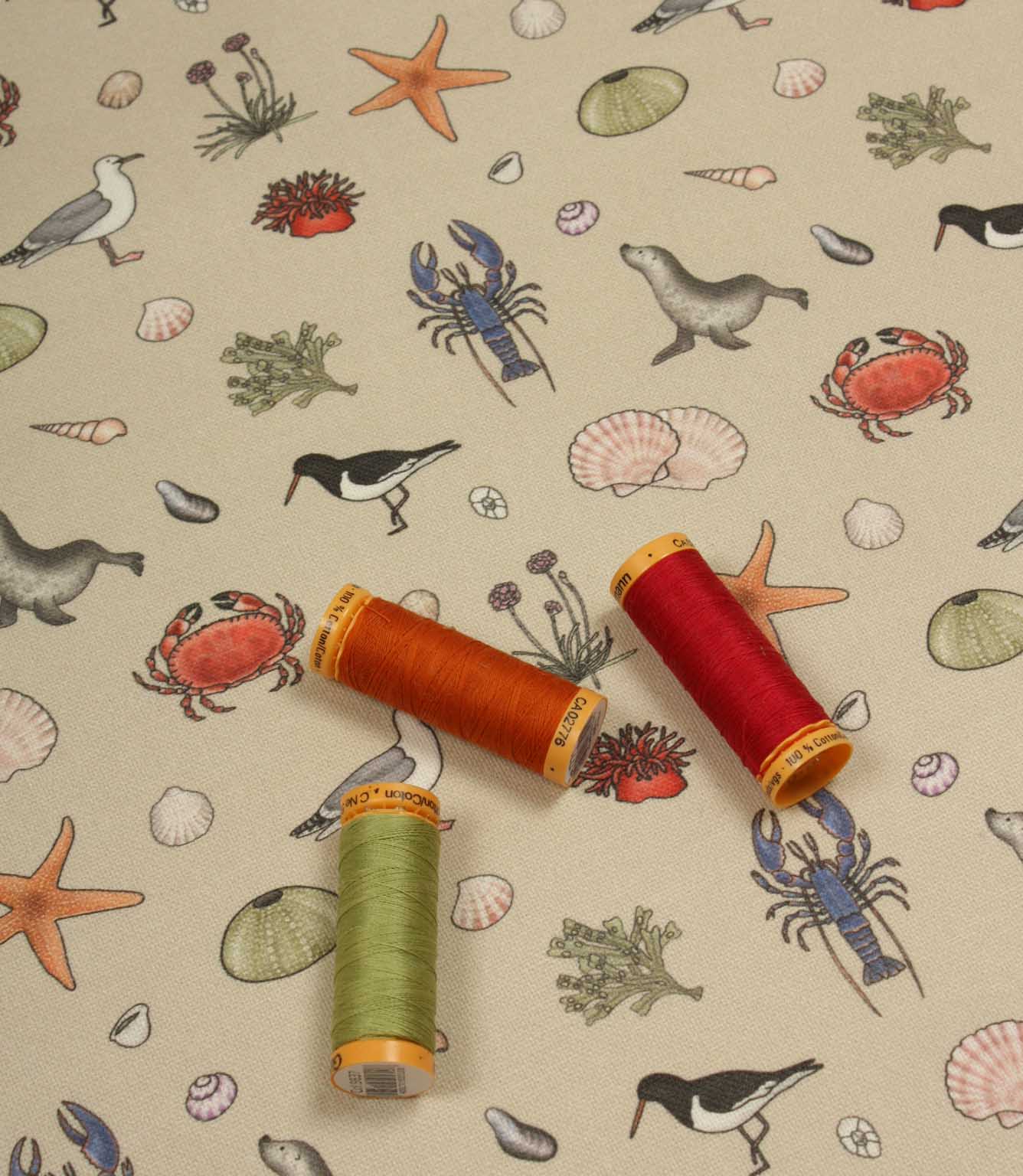 On The Seashore Oilcloth Fabric / Linen