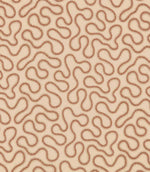 Orient Coralee embroidered fabric featuring flowing terracotta wavy lines with decorative stitched edges on a warm cream background.
Orient Gull