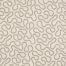 Orient Gull fabric with a repeating abstract wavy pattern in soft grey embroidery on a natural ivory woven background.